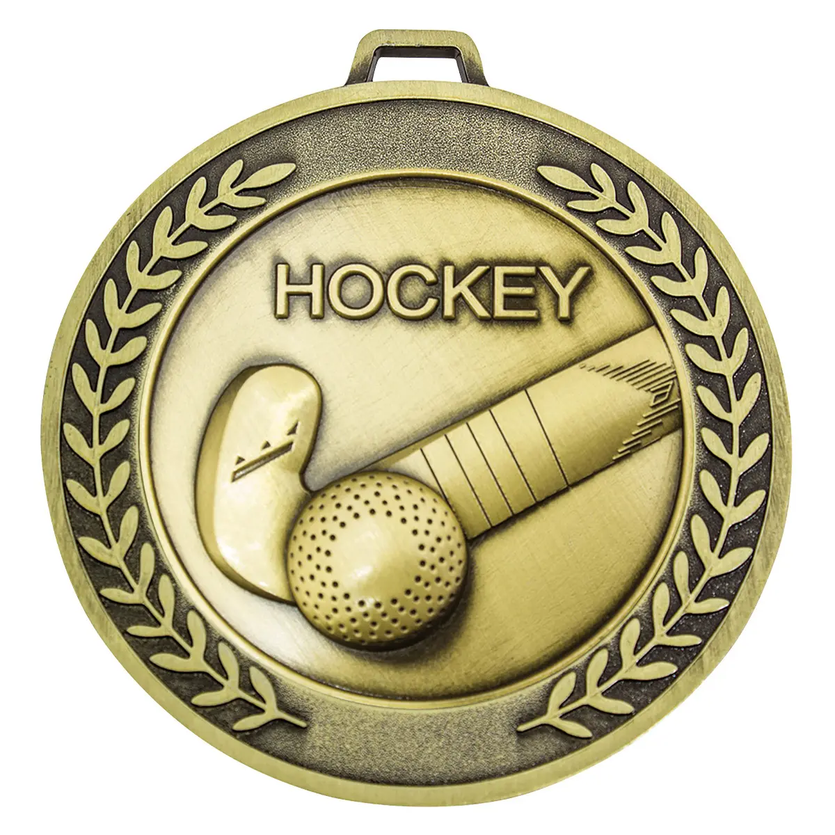 Gold prestige medal hockey with metal construction