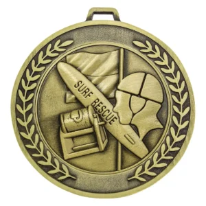 Gold prestige medal lifesaving with metal construction