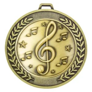 Gold prestige medal music with metal construction
