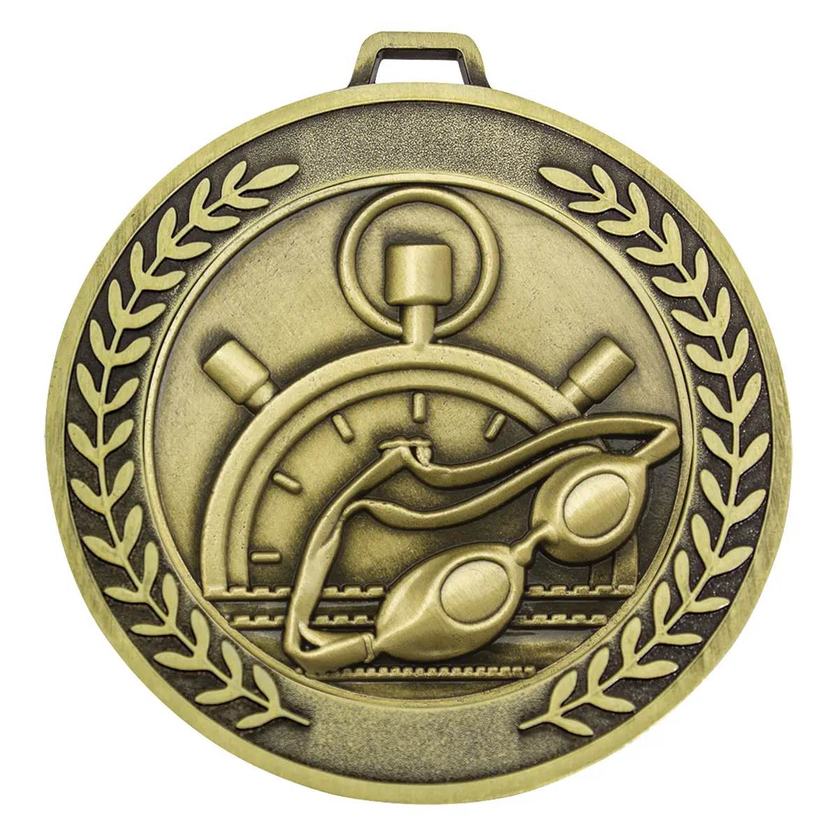 Gold prestige medal swim with metal construction