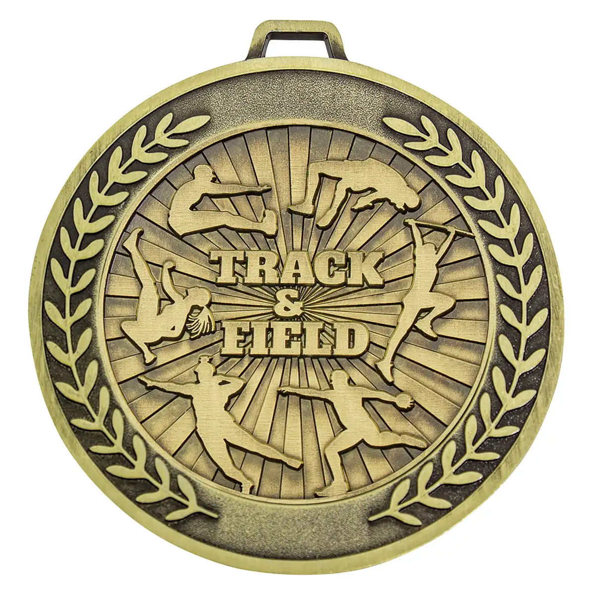 Gold prestige medal track & field with metal construction