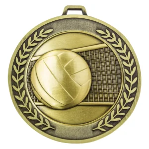 Gold prestige medal volleyball with metal construction
