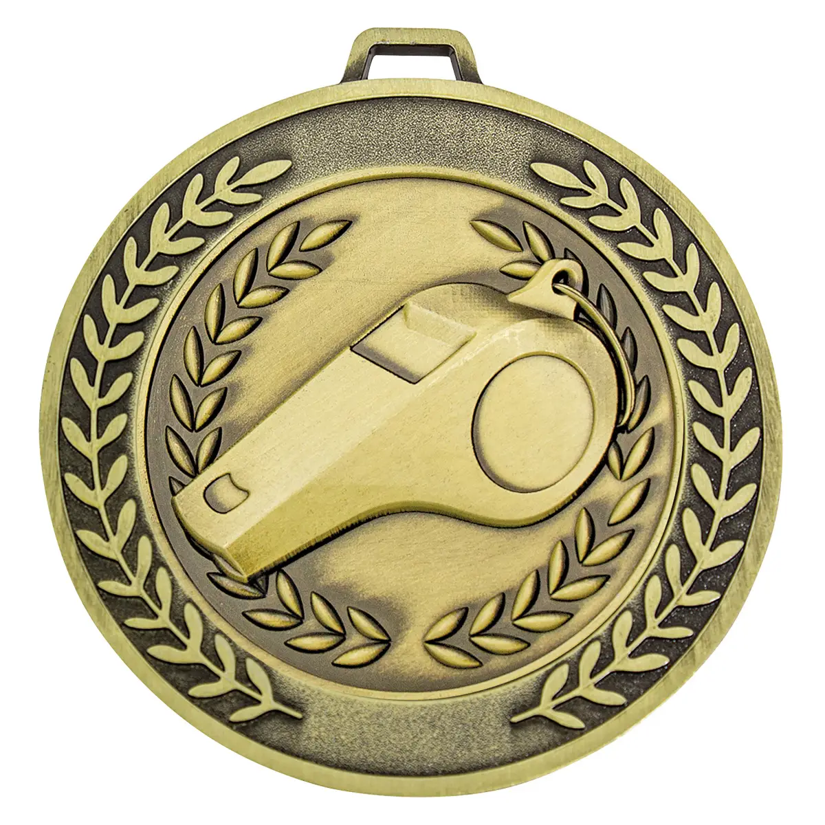 Gold prestige medal whistle with metal construction