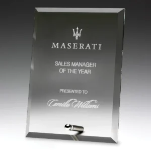 Prime glass plaque with glass construction
