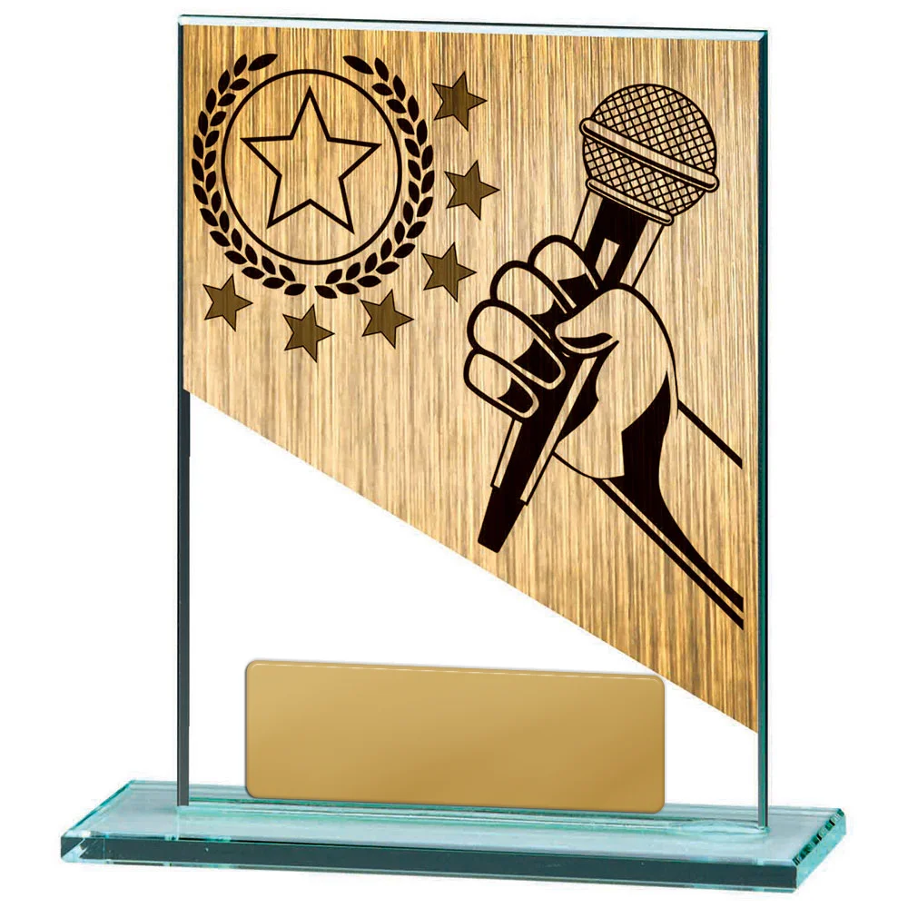 Clear / gold public speaking theme on glass with glass / epoxy construction