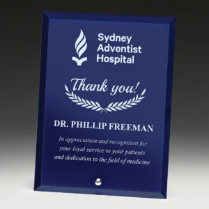 Blue radiant plaque blue with glass construction
