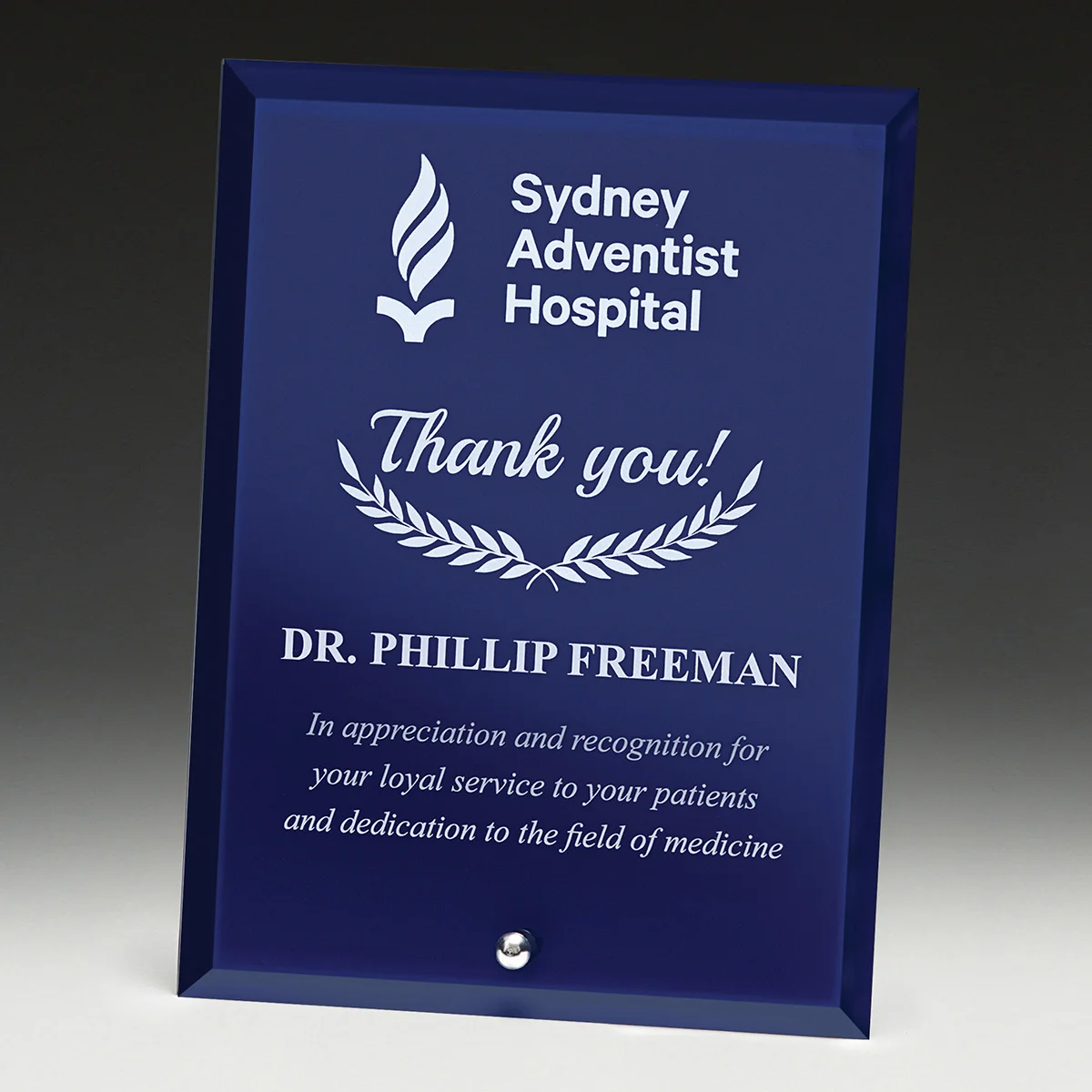 Blue radiant plaque blue with glass construction