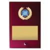 Red red glass plaque with glass construction