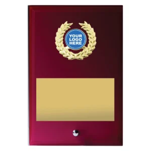 Red red glass plaque with glass construction
