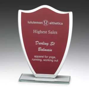 Red red glass shield with glass construction