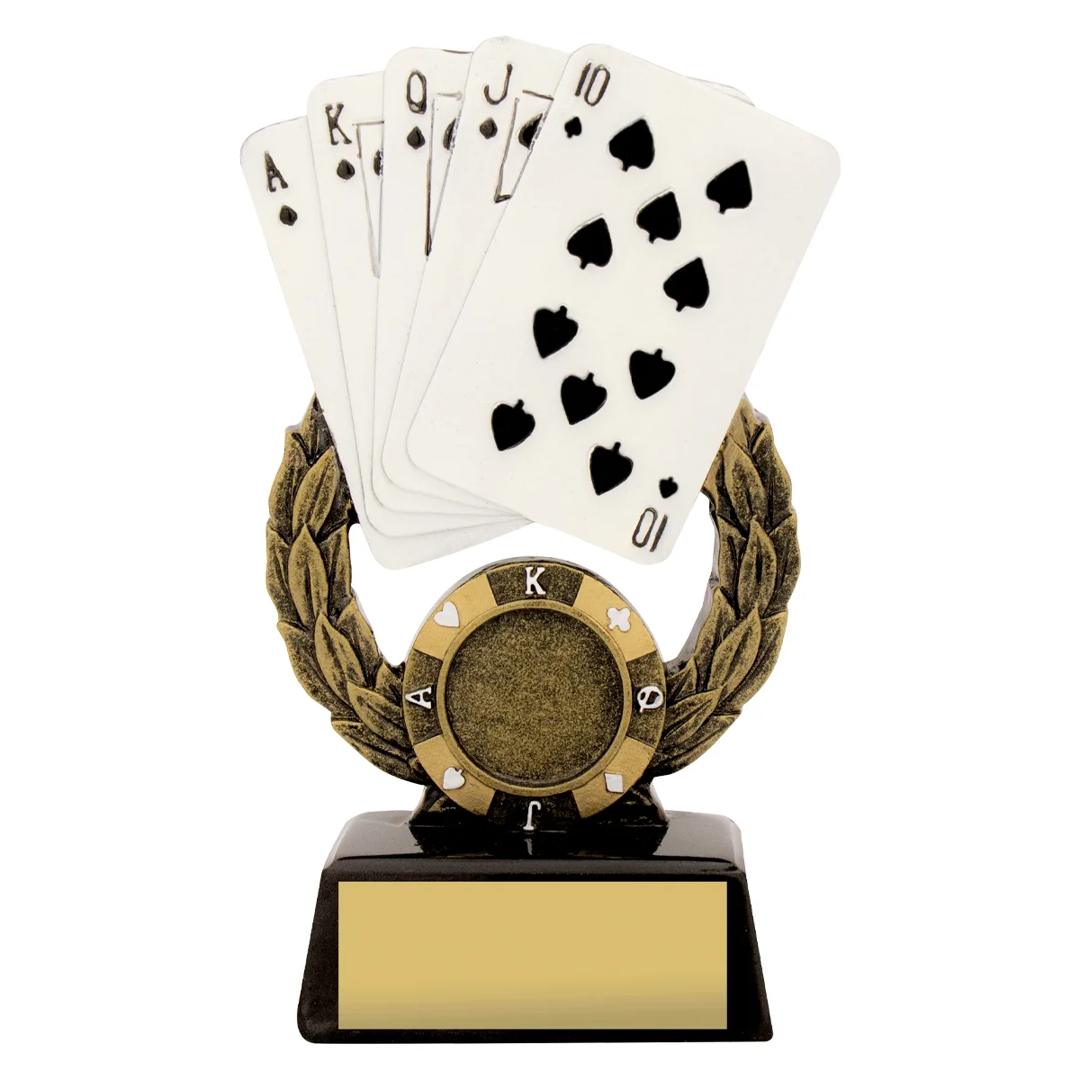 Gold royal flush with resin construction