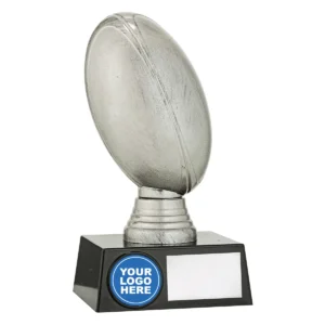 Silver rugby 3d ball with plastic construction