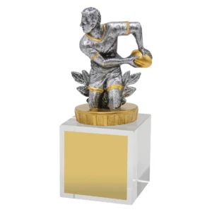 Silver rugby budget crystal with crystal construction