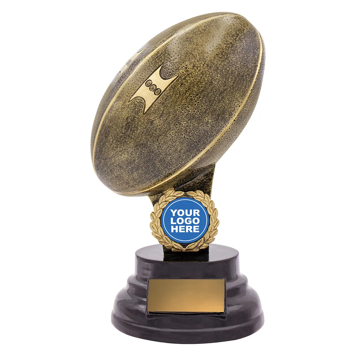 Gold rugby pedestal with resin construction