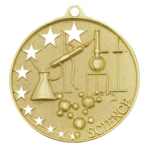Gold science stars with metal construction