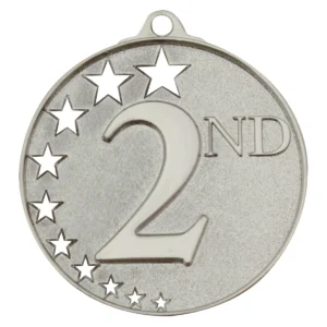 Silver second place stars with metal construction