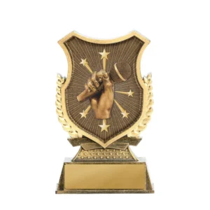 Bronze shield stand-public speaking with plastic construction