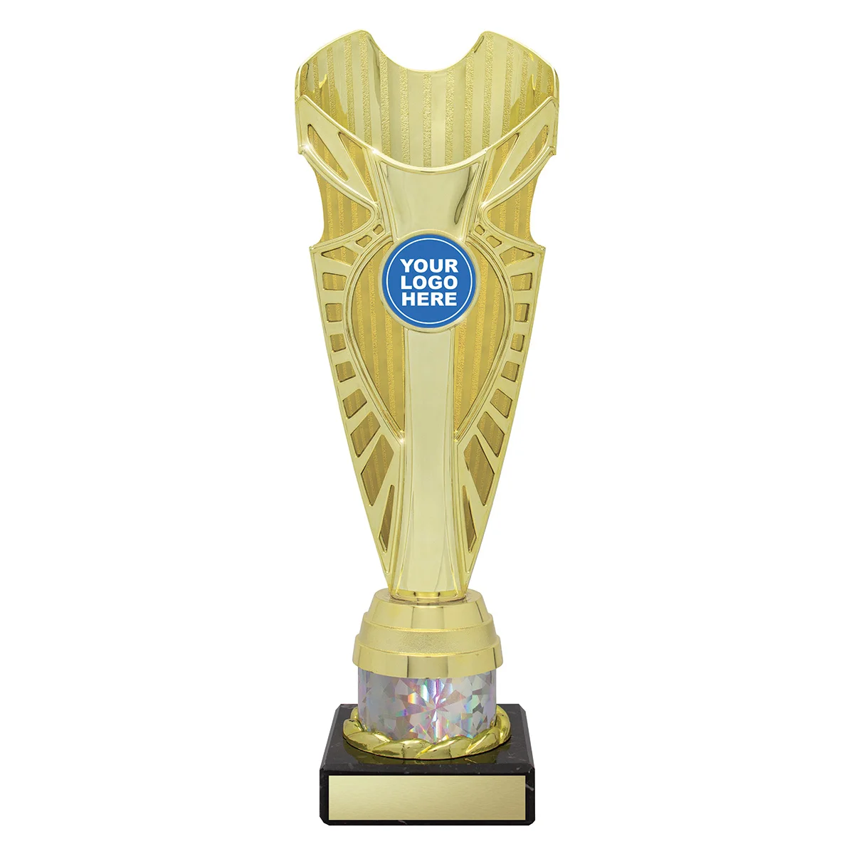 Gold / silver shine cup with plastic / marble construction