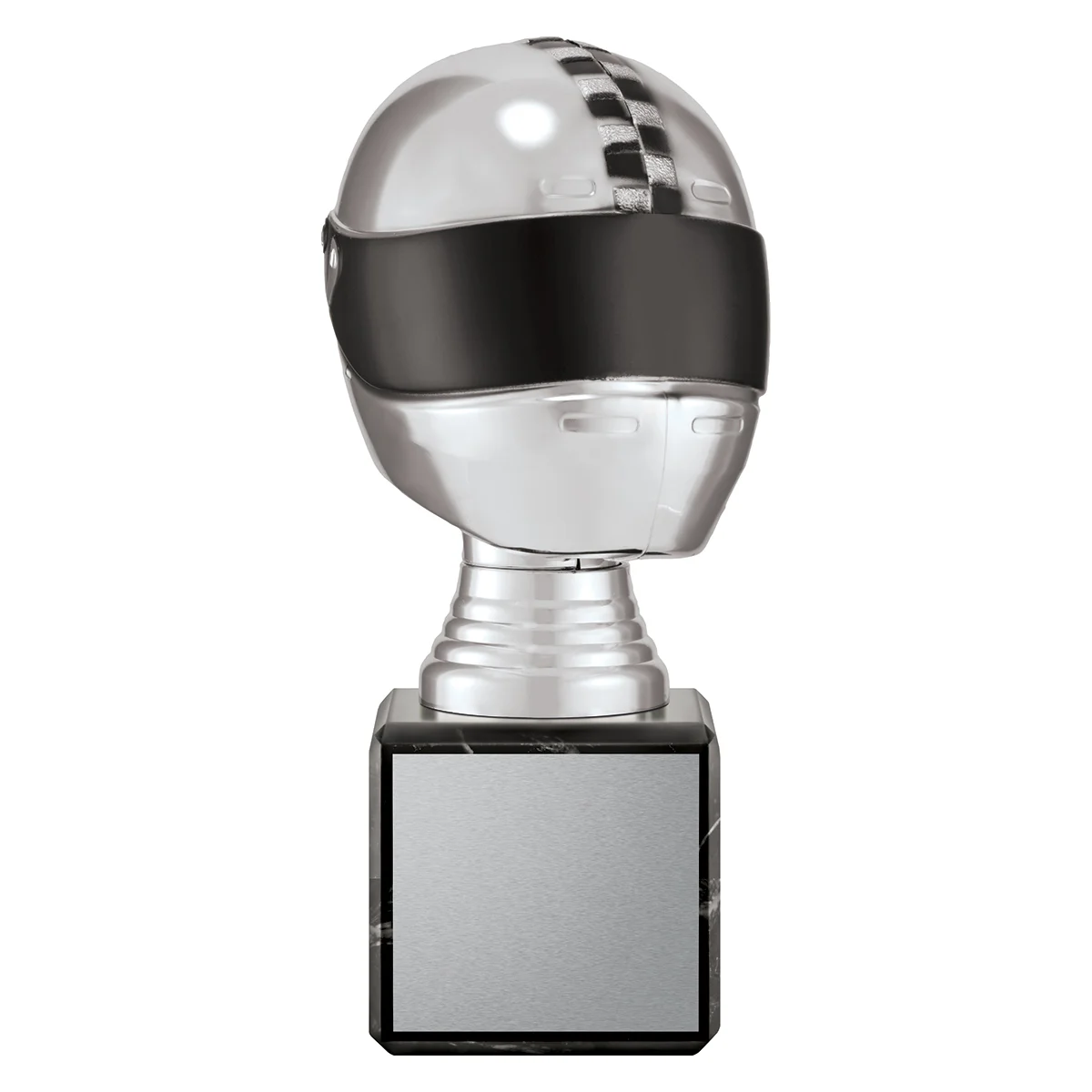 Silver silver 3d helmet with plastic / marble construction