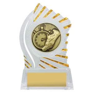 Clear with gold solar athletics with acrylic construction