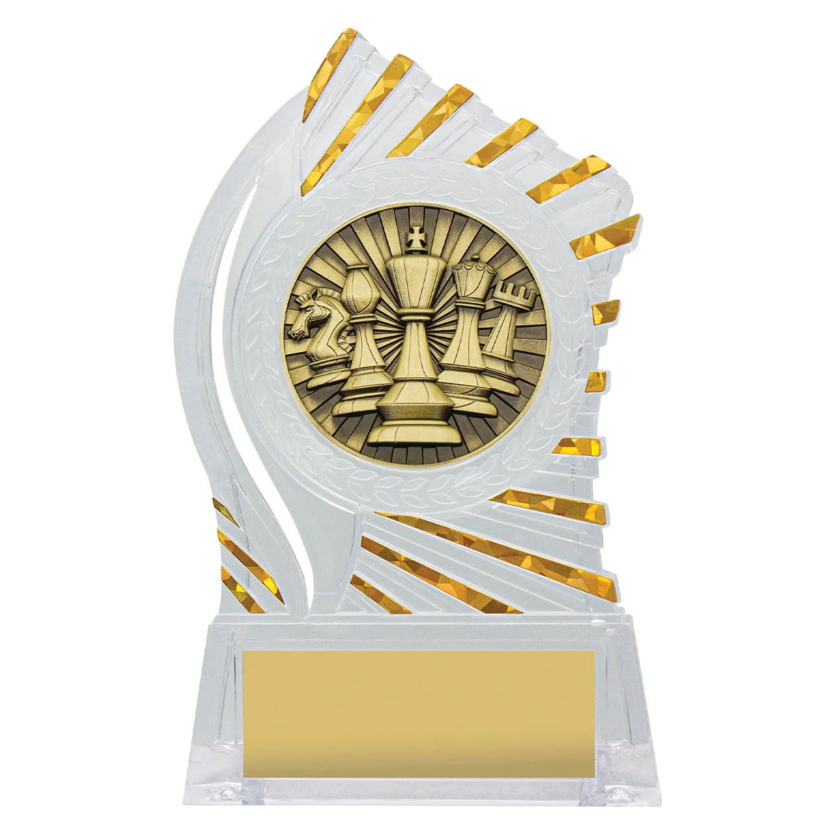 Clear with gold solar chess with acrylic construction
