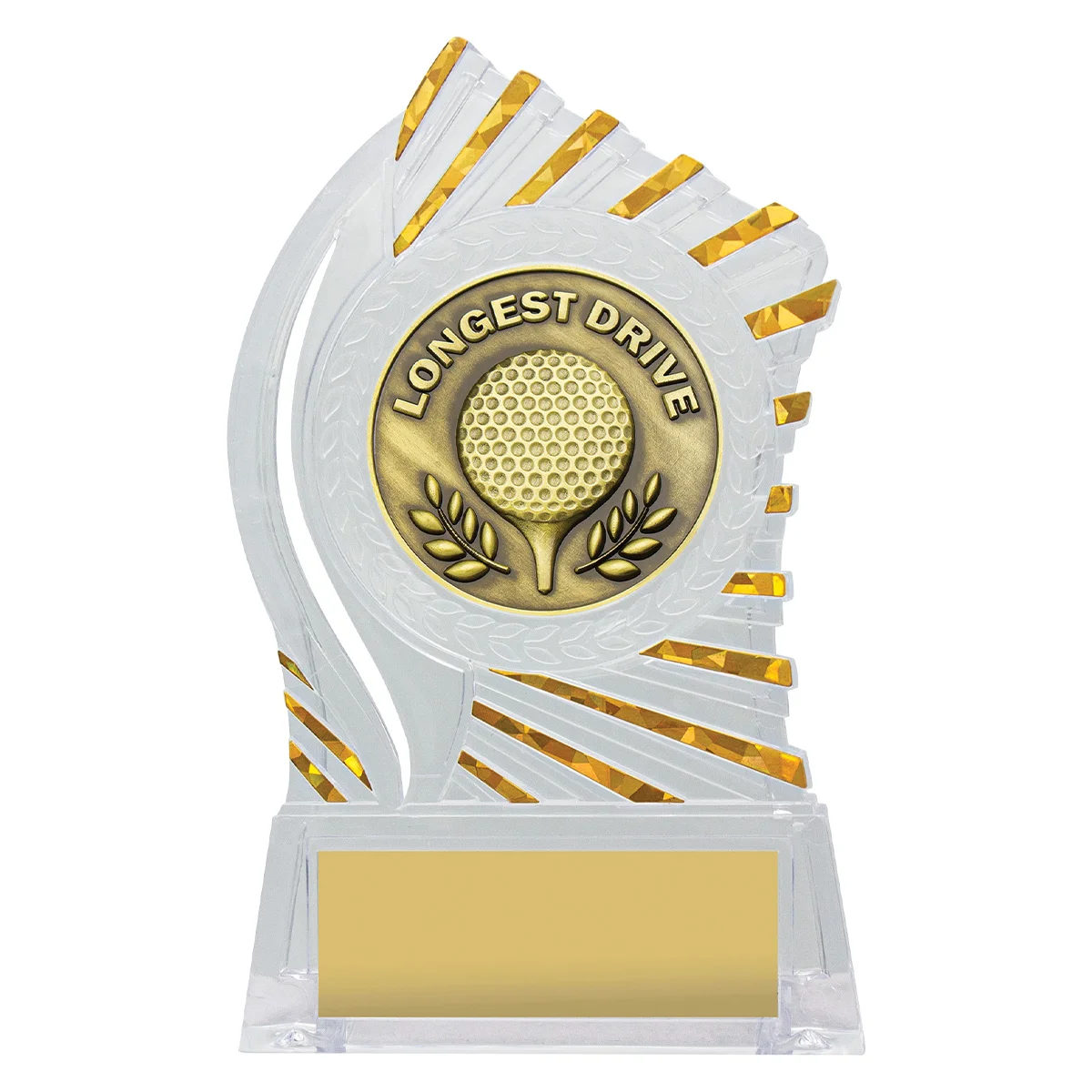 Clear with gold solar golf - longest drive with acrylic construction