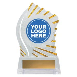 Clear with gold solar trophy with acrylic construction