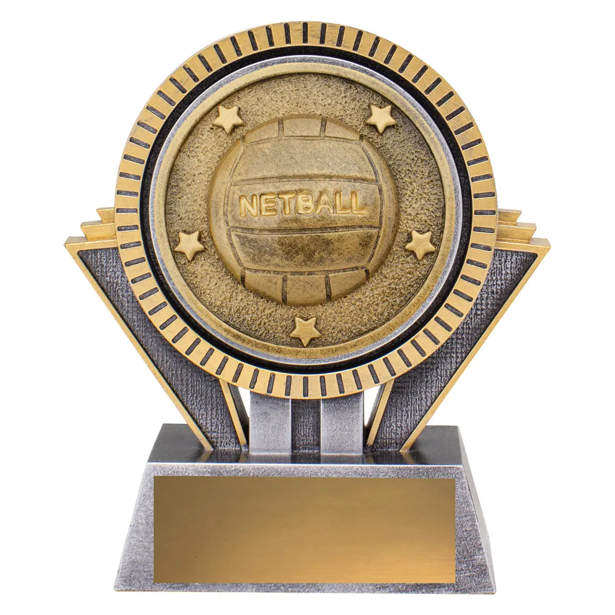 Silver / gold spartan - netball with resin construction
