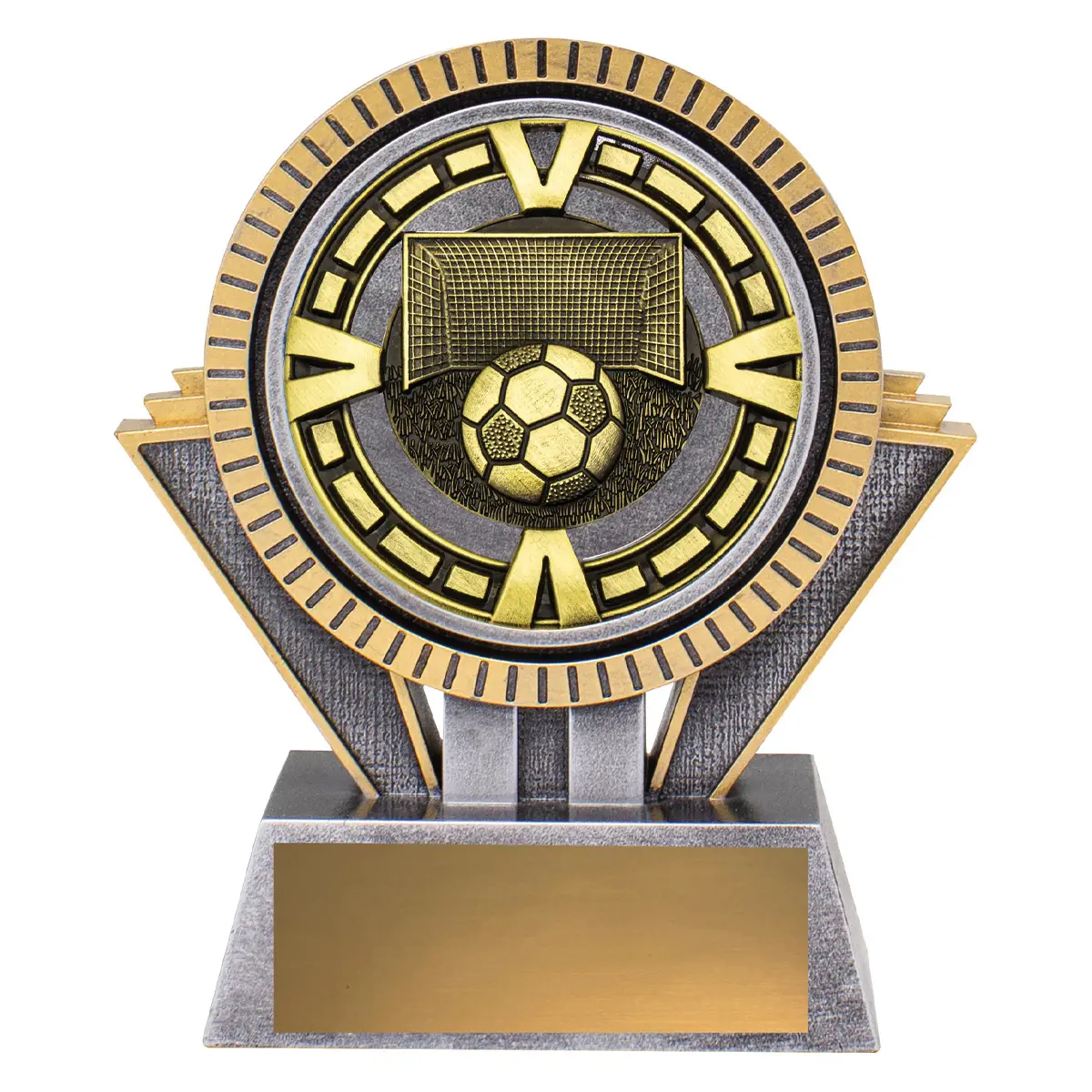 Silver & gold spartan varsity - football with resin / metal construction