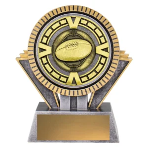 Silver / gold spartan varsity - footy with resin / metal construction
