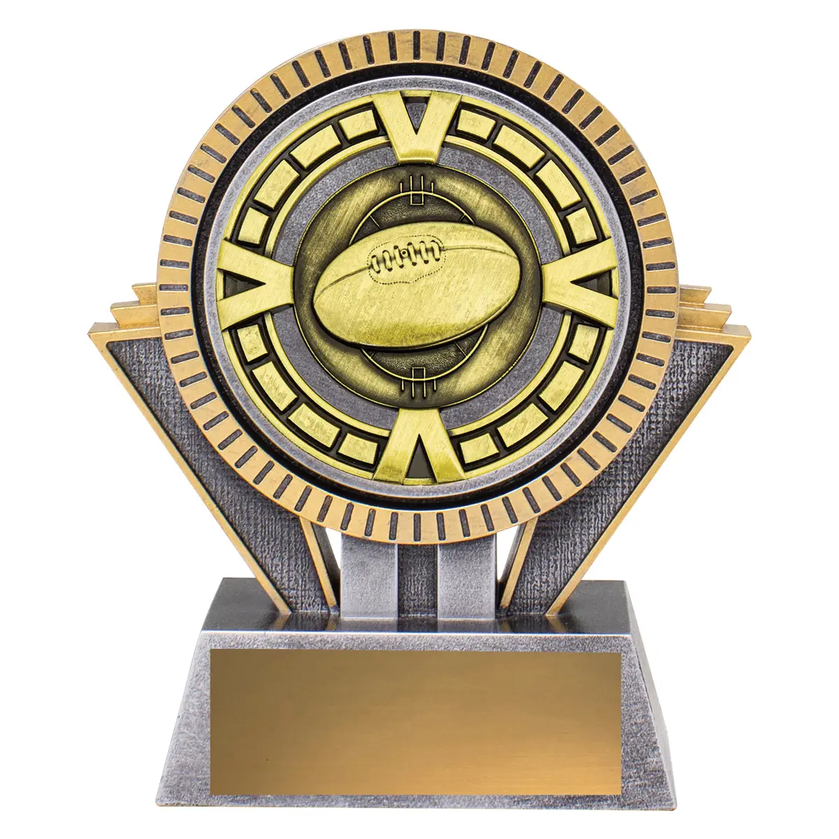 Silver / gold spartan varsity - footy with resin / metal construction