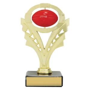 Red spin footy with plastic / marble construction