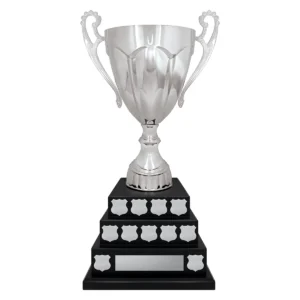 Black stadium cup perpetual with metal / plastic / timber construction