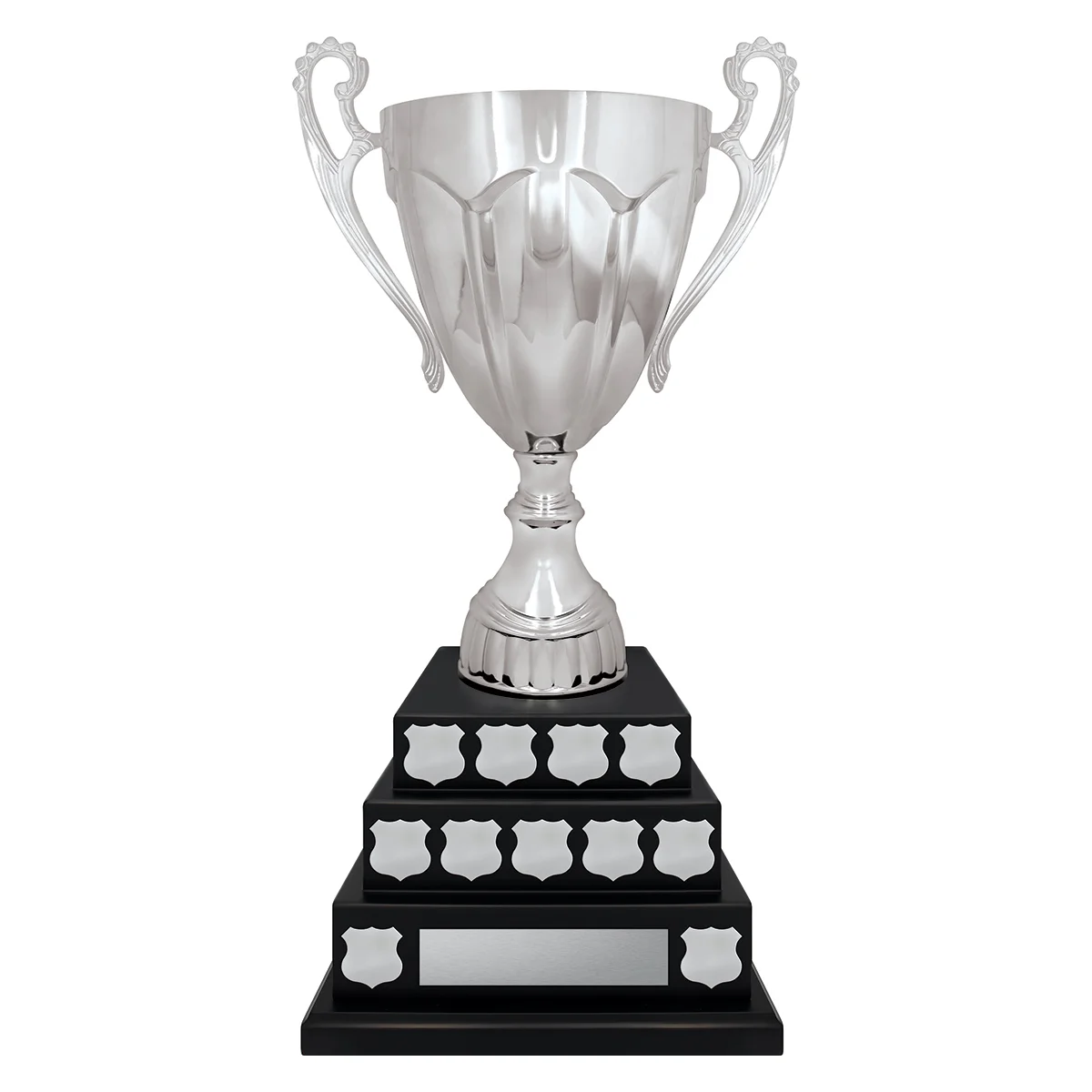 Black stadium cup perpetual with metal / plastic / timber construction