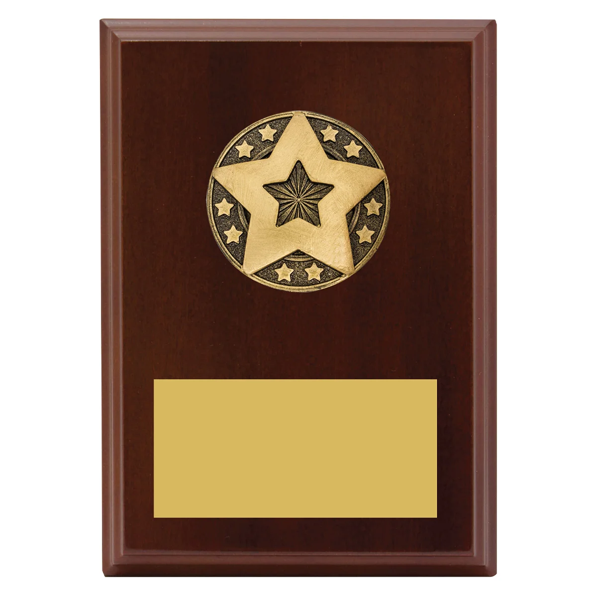 Walnut star award plaque with timber construction