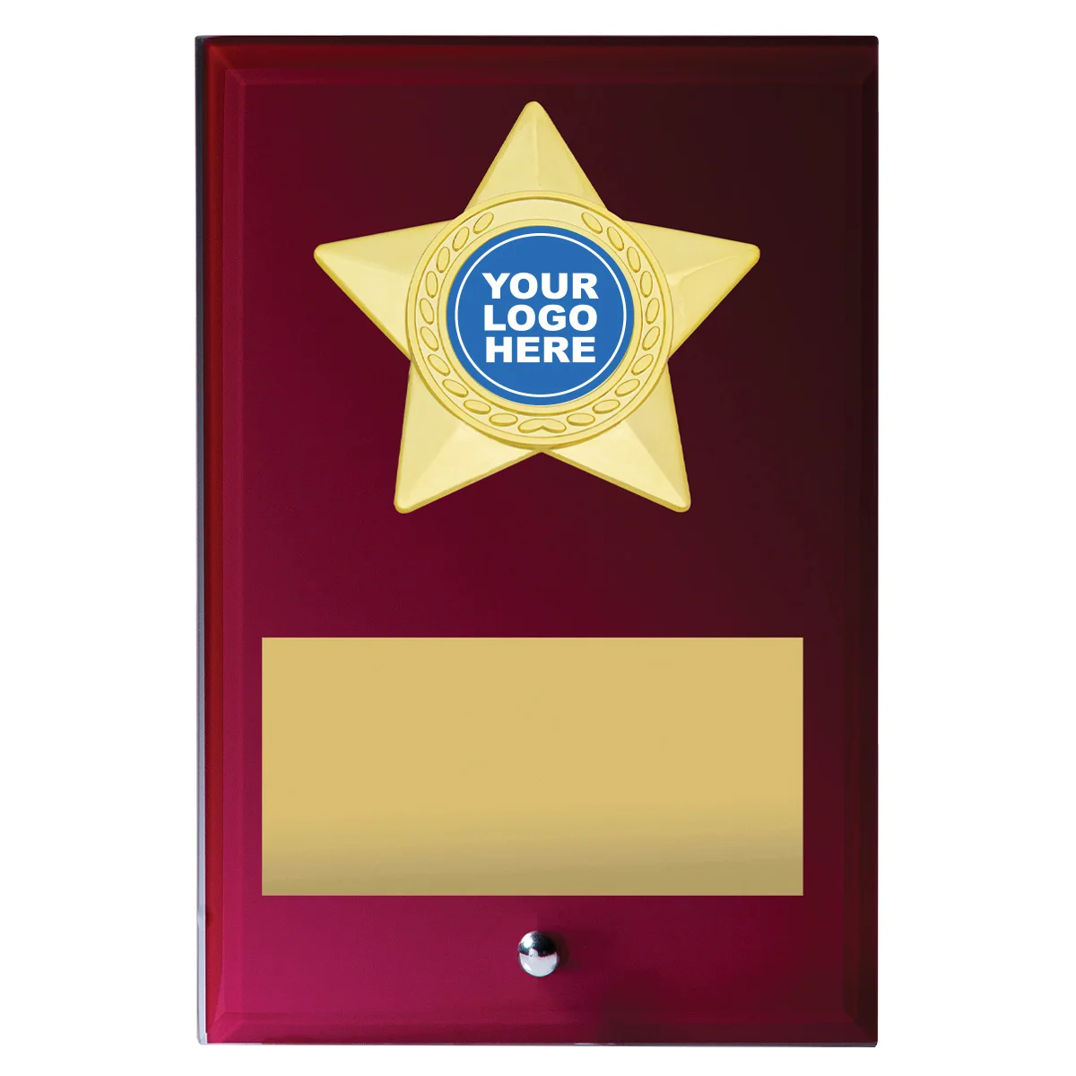 Red star plaque with glass construction