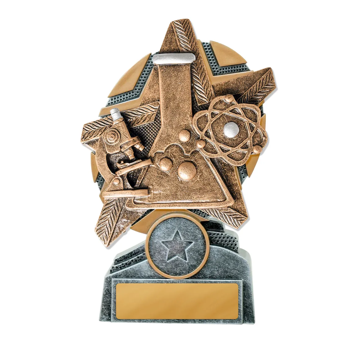 Silver / gold starburst stand science with res / ilient construction