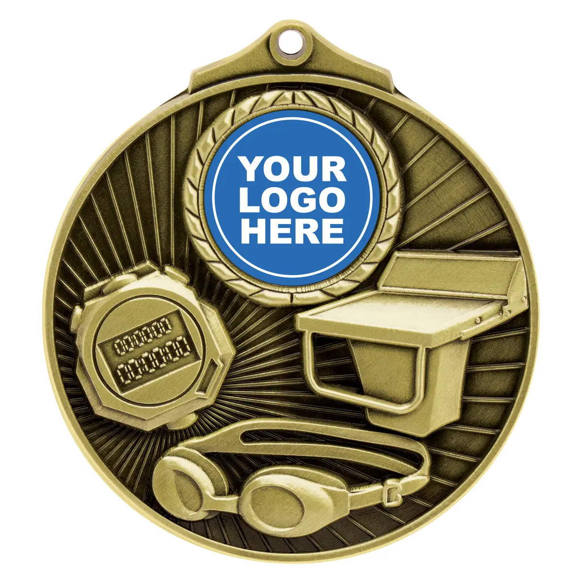 Gold summit medal with metal construction