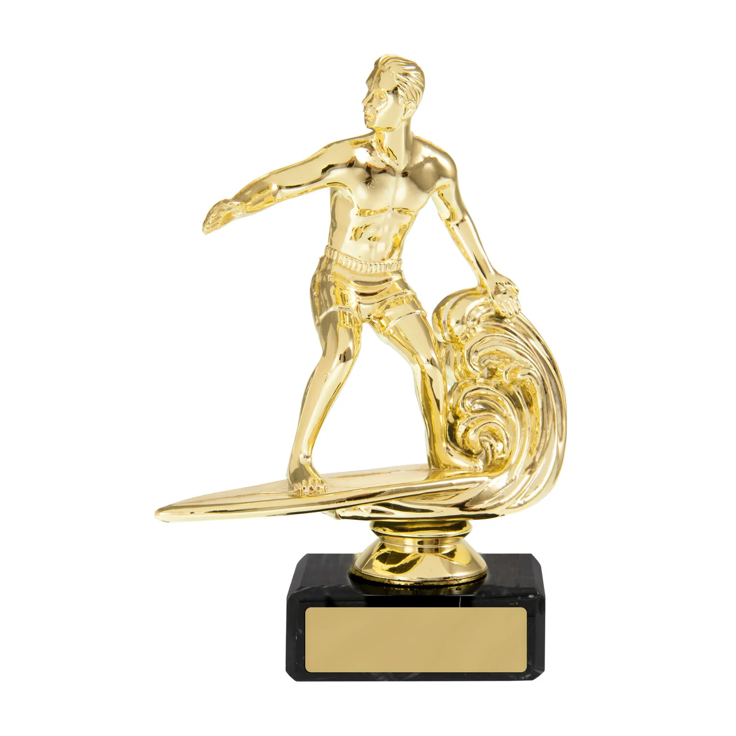 Black / gold surfer on column with plastic / marble construction