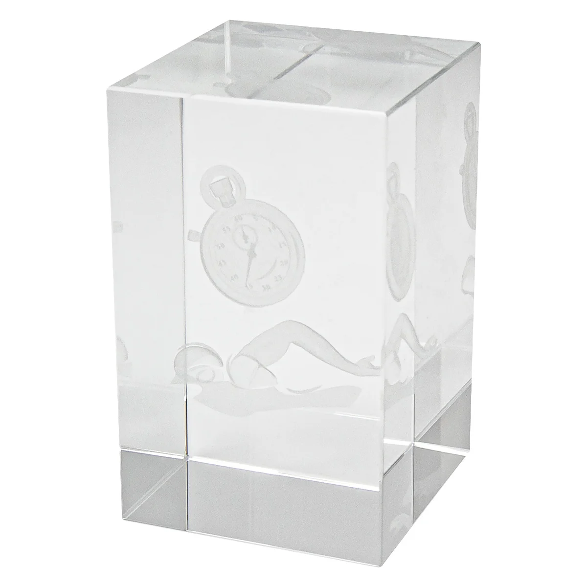 Swim crystal block award with crystal construction