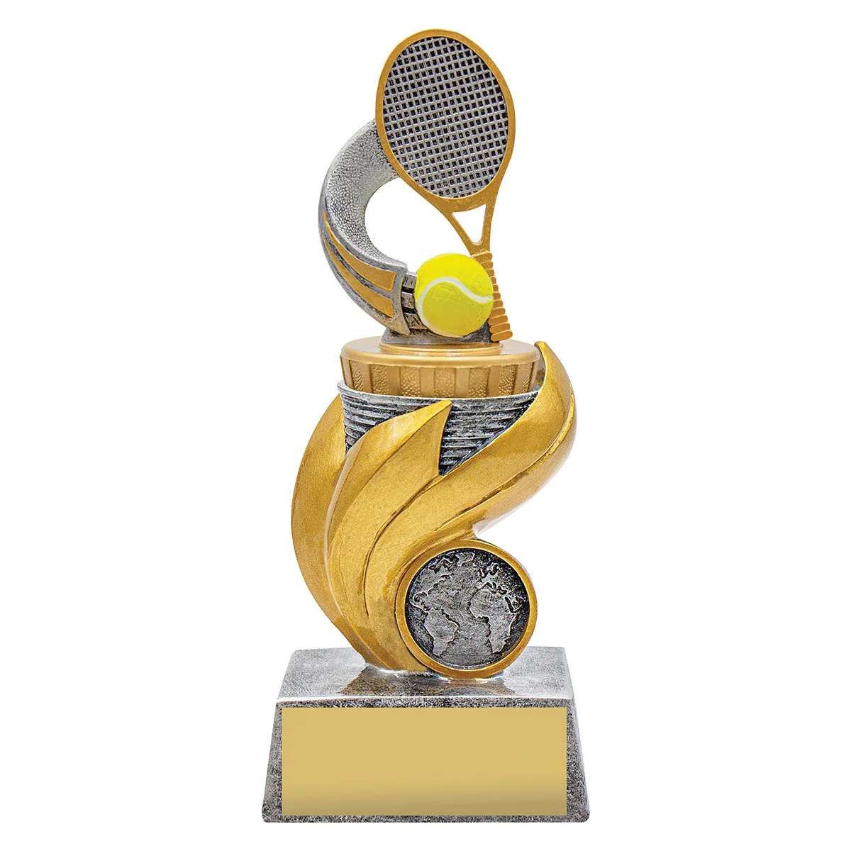 Silver tennis flame with resin construction