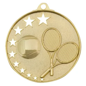 Gold tennis stars with metal construction