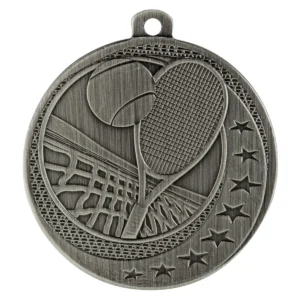 Silver tennis wayfare with metal construction