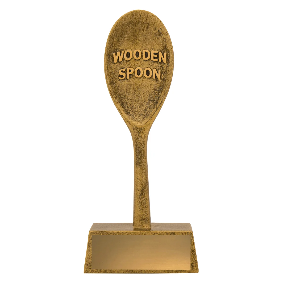 Gold the wooden spoon trophy with resin construction