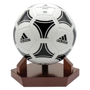 Walnut timber ball holder - football with timber construction