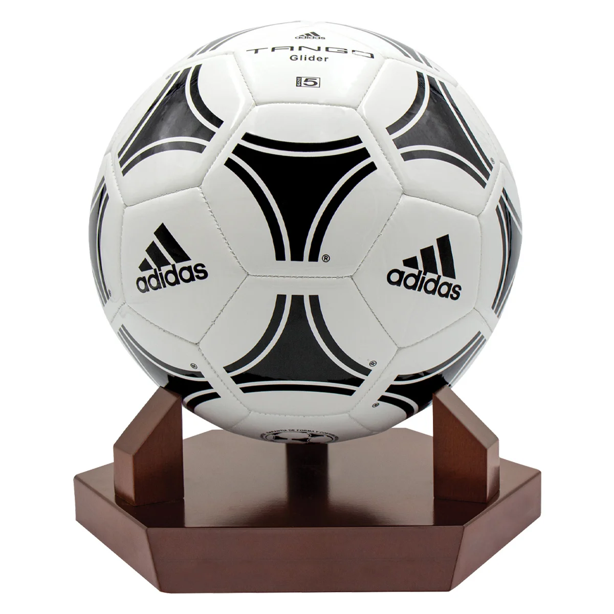 Walnut timber ball holder - football with timber construction