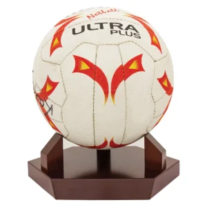 Walnut timber ball holder - netball with timber construction