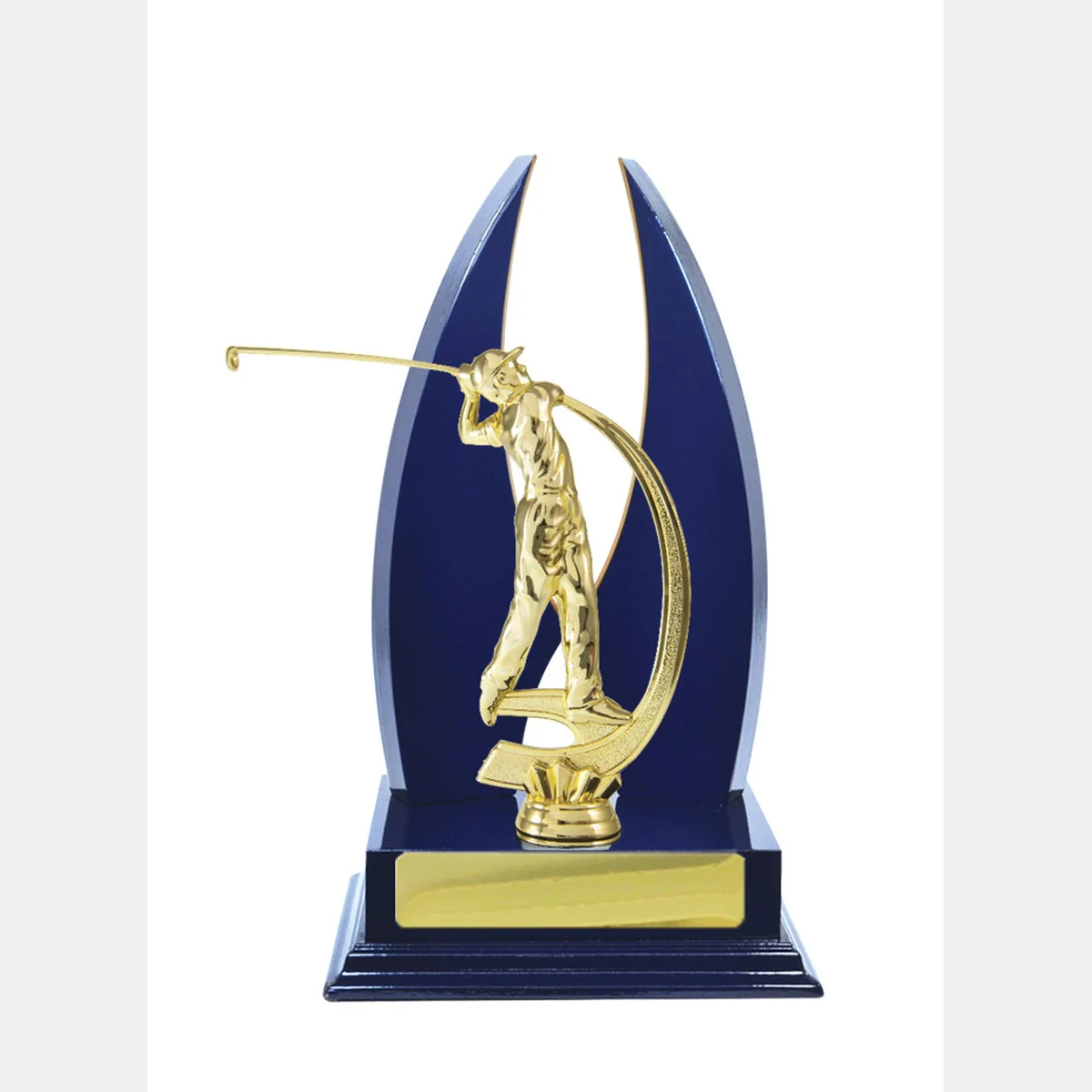 Blue / gold timber buildup golf with timber / plastic construction