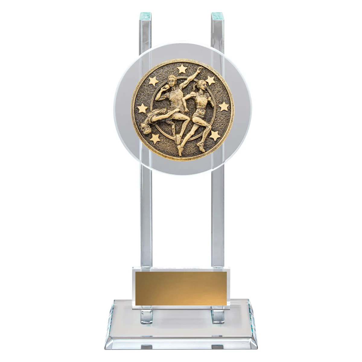 Gold track & field spartan glass with glass construction