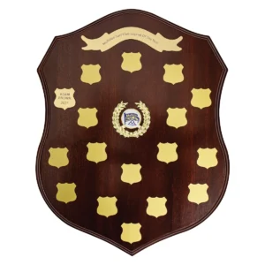 Walnut tradition gold shield with timber construction